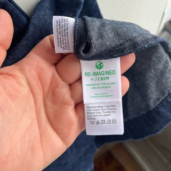 J. Crew NWT Square-neck‎ Puff Sleeve denim chambray mini dress size 8 - Picture 8 of 10
